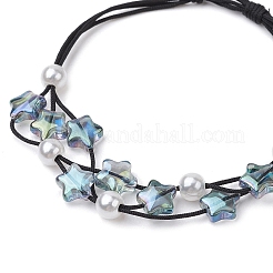 2 шт. 2 цвета регулируемые браслеты из плетеных бусин с нейлоновой нитью&nbsp;BJEW-JB11560