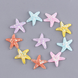 Cabochons en résine, avec puce, étoile de mer / étoiles de mer, couleur mixte, 24x25.5x5mm