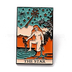 Fashion Tarot Card Enamel Pin, Rectangle Alloy Brooch for Backpack Clothes, Electrophoresis Black, The Star XVII, 30x19x2mm
