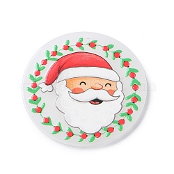 Christmas Acrylic Pendants, Flat Round Charm, Santa Claus, 38x2mm, Hole: 1.3mm