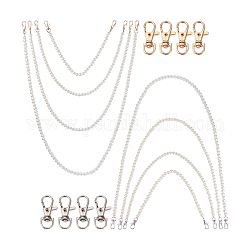 8pcs 8 styles perles rondes acryliques blanches poignées de sac, avec fermoirs pivotants en alliage de zinc et fil d'acier, pour les accessoires de remplacement de sac, couleur mixte, 1pc / style