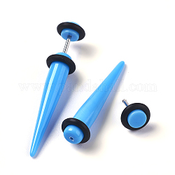 (Schmuckpartys im Fabrikverkauf), Spitzenkegel-Ohrmuschelkegelkegelbahre, mit 304 Stahlstift Edelstahl, zum Erweitern des Ohrlochs, Deep-Sky-blau, 41x8 mm, Stift: 1 mm