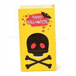 Хеллоуин тематические пакеты из крафт-бумаги, подарочные пакеты, пакеты для закусок, прямоугольные, череп шаблон, 23.2x13x8 см