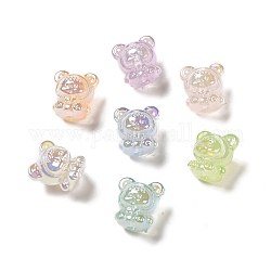 UV-Beschichtung regenbogenschillernde Acrylperlen, Babymädchen mit Bärenkleidung, Mischfarbe, 17.5x16.5x14 mm, Bohrung: 3.5 mm