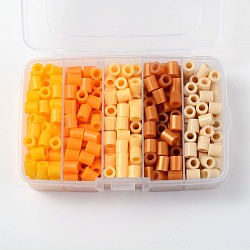 Melty Perlen pe DIY Bügelperlen Minen für Kinder, Tube, schrittweise gelbe Farbe, 8.5~9x9~9.5 mm, über 68pcs / Fach, 340 Stück / Karton