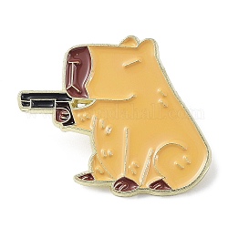Niedliche Tier-Cartoon-Emaille-Anstecknadel in Pistolenform, Goldene Brosche aus Zinklegierung für Jackenrucksack, Frauen, Sandy Brown, 26x30.5x1.5 mm