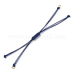 Pulsera trenzada de poliéster encerado coreano, con los anillos del salto de hierro, para hacer pulseras de eslabones ajustables, azul, longitud de un solo cable: 5-1/2 pulgada (14 cm)