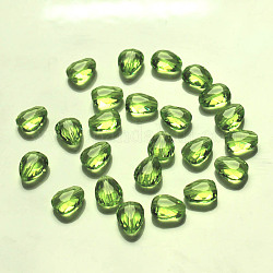 Imitazione branelli di cristallo austriaco, grado aaa, sfaccettato, lacrima, verde giallo, 8x6x3.5mm, Foro: 0.7~0.9 mm