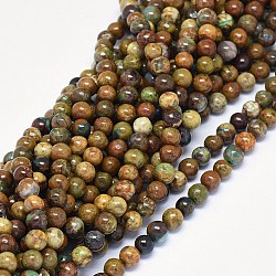 Chapelets de perles en chrysocolle naturelle, ronde, 5~6mm, Trou: 0.8mm, Environ 69~70 pcs/chapelet, 15.5~16.3 pouce (39.5~41.5 cm)