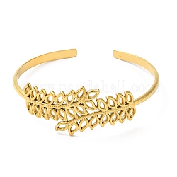 Placage ionique (ip) 304 bracelets à manchette ouverte en acier inoxydable, bijoux pour femmes, véritable 18k plaqué or, diamètre intérieur: 2-1/8 pouce (5.4 cm)