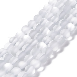 Chapelets de perles en pierre de lune synthétique, mat, ronde, clair, 6mm, Trou: 1mm, Environ 60~64 pcs/chapelet, 14.76''~15.55'' (37.5~39.5 cm)