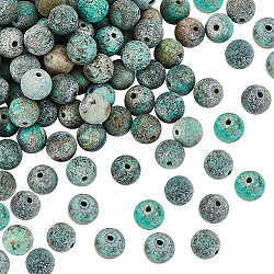 Perles rondes de turquoise africaine naturelle givrée olycraft (jaspe), 8mm, Trou: 1mm, 100 pcs / boîte