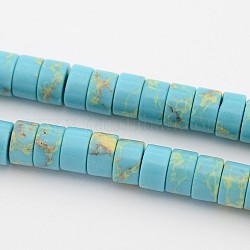 Synthetic Imperial Jasper Beads Strands, Dyed, Heishi Beads, Flat Round/Disc, Sky Blue, 8x3mm, Hole: 1mm, about 131pcs/strand, 15.5 inch