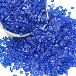 Artesanía luminosa de vidrio triturado, virutas de vidrio irregulares, para decoración de jardín con relleno de jarrones, azul medio, 4.5~11.5x1.5~3x2.5mm
