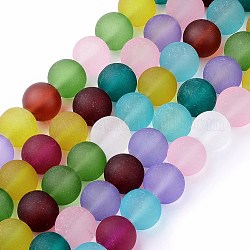 Fili di perline di vetro smerigliato, tondo, colore misto, 12mm, Foro: 1.5 mm