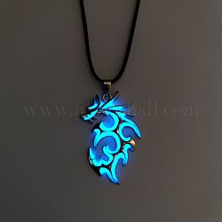 Collier pendentif dragon en alliage de luminaires, bijoux phosphorescents pour femme, lumière bleu ciel, 23.62 pouce (60 cm)