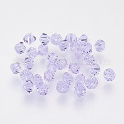 Имитация австрийских кристаллов, класс AAA, граненые, двухконусные, средне фиолетовый, 4x4 мм, отверстие : 0.7~0.9 мм