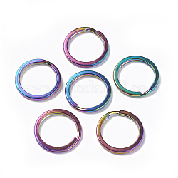 Placcatura ionica (ip) 304 portachiavi divisi in acciaio inossidabile, accessori di chiusura portachiavi, colore arcobaleno, 20x2mm