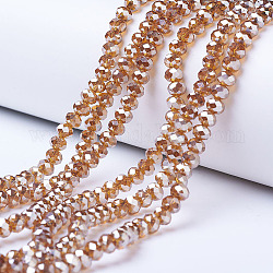 Chapelets de perles en verre électroplaqué, platinée, facette, rondelle, Pérou, 3x2mm, Trou: 0.8mm, Environ 150~155 pcs/chapelet, 15~16 pouce (38~40 cm)