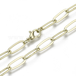 Büroklammerketten aus Messing, gezeichnete längliche Kabelketten Halskette machen, mit Karabiner verschlüsse, Licht Gold, 24.4 Zoll (62 cm) lang, Link: 14x5.5 mm, Sprungring: 5x1 mm