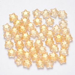 Abalorios de vidrio pintadas, con polvo del brillo, estrella, oro, 8x8.5x4mm, agujero: 1 mm