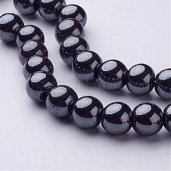 Non magnetici ematite sintetico perle tonde fili, nero, 10mm
