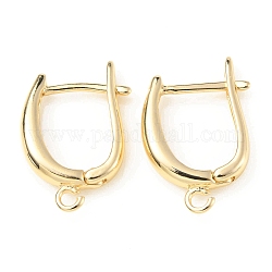 Brass Hoop Earring Finding, Latch Back, Light Gold, 18.5x14x3.5mm, Hole: 1.8mm, Pin: 0.9mm