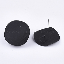 Fornituras de aretes de hierro pintado en aerosol, con pasadores de acero y bucle, plano y redondo, negro, 21mm, agujero: 4.5 mm, pin: 0.7 mm