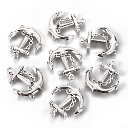 Tibetan Style Alloy Pendants, Lead Free and Cadmium Free, Anchor, Antique Silver, 32x27x4mm, Hole: 2.5mm