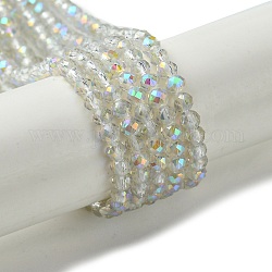 Chapelets de perles en verre électrolytique , facette, plein plaqué, ronde, clair, 3mm, Trou: 0.8mm, Environ 143 pcs/chapelet, 14.57'' (37 cm)