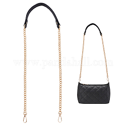 PU Imitation Leather Bag Handles, Curb Chain Purse Strap with Swivel Clasp, Light Gold, 102.5cm