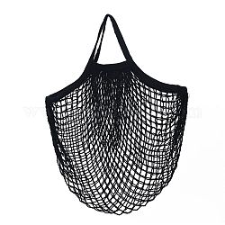 Tragbare Einkaufstüten aus Baumwollgewebe, wiederverwendbare Net Shopping Handtasche, Schwarz, 48.05 cm, Tasche: 38x36x1cm.
