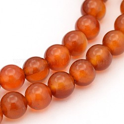 Gemstone Beads Strands, Natural Carnelian, Dyed, Round, 4mm, Hole: 0.8mm, about 94pcs/strand, 15~16 inch