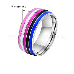 Anillo de dedo de acero inoxidable con bandera del orgullo arcoíris, violeta, nosotros tamaño 8 (18.1 mm)