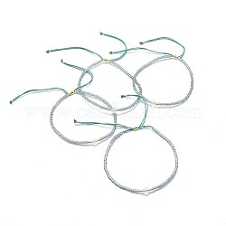 Регулируемые браслеты из бисера натурального агата, с нейлоновым шнуром и бисером / бисером хэйши, 4.3~7.95 см, 1.5 мм
