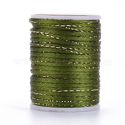 Полиэфирного корда, с золотым металлическим шнуром, китайский вязать шнур, оливковый, 1.5 мм, около 4.37 ярда (4 м) / рулон