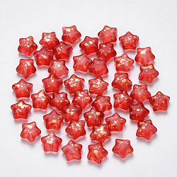 Perline di vetro verniciatura a spruzzo, smerigliato, stella, rosso, 8x8.5x4mm, Foro: 1 mm