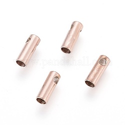 Ion Plating(IP) 304 Stainless Steel Cord Ends, End Caps, Column, Rose Gold, 7.5x2.6mm, Hole: 1.2mm, Inner Diameter: 2mm