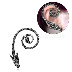 Alloy Dragon Stud Earrings, Climber Wrap Around Earrings for Men Women, Antique Silver, 58x46x10mm, Pin: 0.8mm