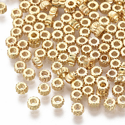 Perles en laiton, sans nickel, rondelle, torsion, véritable 18k plaqué or, 4x2mm, Trou: 1.6mm