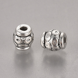 Tibetischer stil legierung perlen, Fass, Antik Silber Farbe, Bleifrei und cadmium frei, ca. 6 mm Durchmesser, 6 mm dick, Bohrung: 2 mm