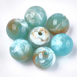Акриловые бусины, Стиль имитация драгоценных камней, круглые, голубой, 11.5~12x11 мм, отверстие : 2 мм, Около 540 шт / 500 г