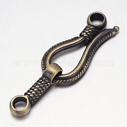 Стойки обшивки латунь крючком и S-крючок застежки, без никеля , щеткой античная бронза, 45x14x4 мм, отверстие : 3.5 мм