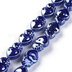 Smooth Handmade Porcelain Beads, Octopus Shape, Blue, 15.7x10.3x6.2mm, Hole: 1.2mm, about 24pcs/Strand, 14.57''(37cm)