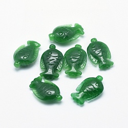 Natürliche myanmarische Jade / burmesische Jade Anhänger, gefärbt, Fisch, 24x14.5~15x6 mm, Bohrung: 1 mm