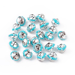 Platinum Plated Acrylic Enamel Beads, with ABS Imitation Pearl Beads, Spiral Shape, Deep Sky Blue, 16x18x19mm, Hole: 2.3mm
