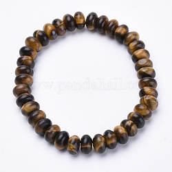 Natural Tiger Eye Beaded Stretch Bracelets, Abacus, 2-1/4 inch~2-1/4 inch(56~58mm)
