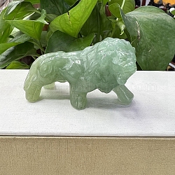 Figuras de león curativas talladas en aventurina verde natural, decoraciones de exhibición de piedra de energía reiki, 50~60mm
