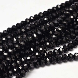 Faceted Rondelle Glass Beads Strands, for Beading Jewelry Making, Black, 6x4mm, Hole: 1mm, about 99pcs/strand, 17.7 inch