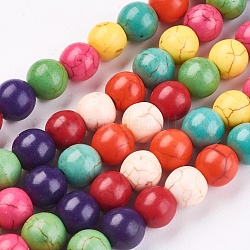 Synthetic Turquoise Beads Strands, Dyed, Round, Mixed Color, 4mm, Hole: 1mm, about 110pcs/strand, 15.6 inch